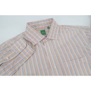 Sid Mashburn Mens Large Rainbow Striped Cotton Button Front Dress Shirt USA Made
